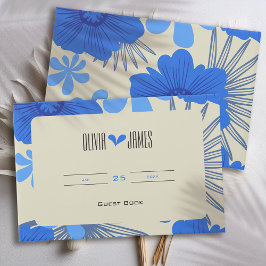 Livro De Visitas Casamento Romântico Azul Floral