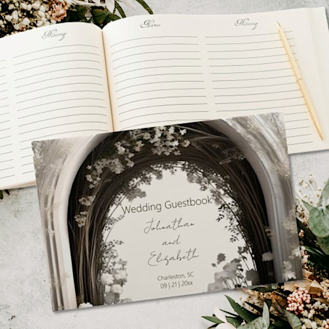 Livro De Visitas Casamento Romântico de Arca Botânica (Romantic Boho Botanical Arch Wedding Guestbook)