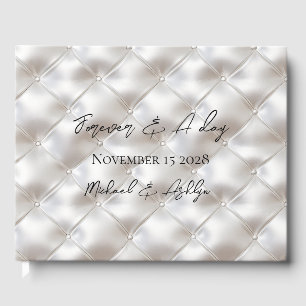 Livro De Visitas Casamento Romântico de Couro Branco Faux