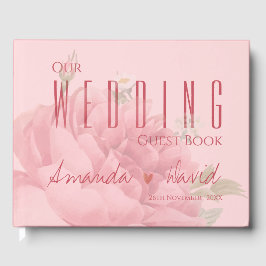 Livro De Visitas Casamento Romântico de Rosas Rosa Espelhadas