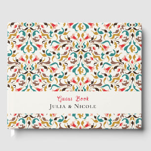 Livro De Visitas Casamento Romântico Elegante Floral Wreath Moderno