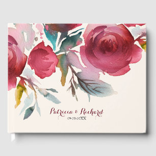 Livro De Visitas Casamento Romântico Floral de Marsala Boho