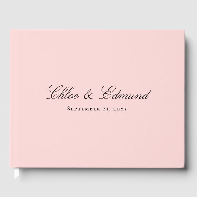 Livro De Visitas Casamento Rosa Bege Minimalista Moderno (Frente)