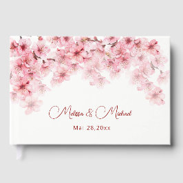 Livro De Visitas Casamento Rosa Branco Flor de Cerejeira