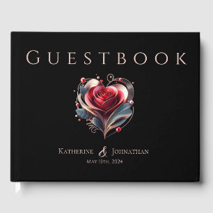 Livro De Visitas Casamento Rosa Com Forma Moderna