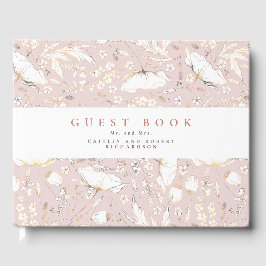 Livro De Visitas Casamento Rosa Elegante Dusty De Flores Selvagens