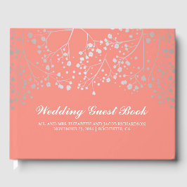 Livro De Visitas Casamento Rosa Elegante Floral Elegante Respiratór