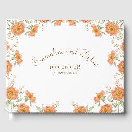 Livro De Visitas Casamento Rosa Laranja