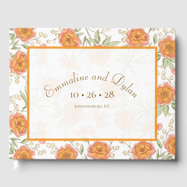 Livro De Visitas Casamento Rosa Laranja (Frente)