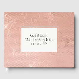 Livro De Visitas Casamento Rosa Rosa Rosa Glam Lace