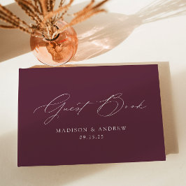 Livro De Visitas Casamento Roxo de Script Elegante Moderno