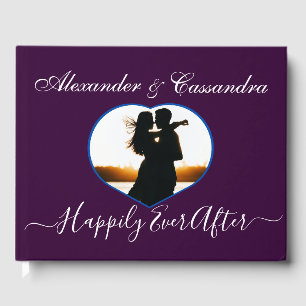 Livro De Visitas Casamento Roxo Mínimo de Joias Negras Elegante