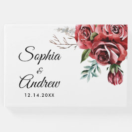Livro De Visitas Casamento Russo da Rosa vermelha Elegante Marsala