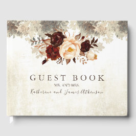 Livro De Visitas Casamento Russo Floral Burgundy