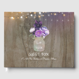 Livro De Visitas Casamento Russo Roxo Floral Mason Jar