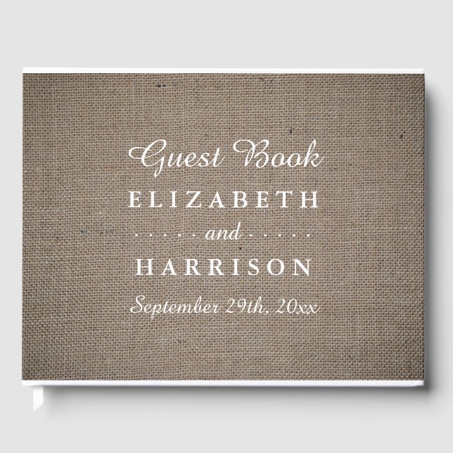 Livro De Visitas Casamento Rustic Burlap (Frente)