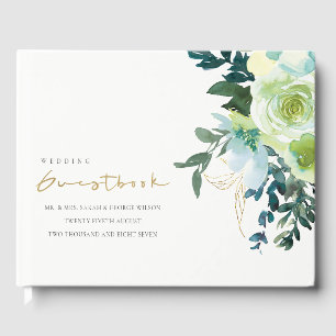 Livro De Visitas Casamento Rustic Chic Blue Floral