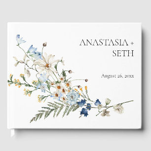 Livro De Visitas Casamento Rustic Dusty Blue Selvagens & Daisies