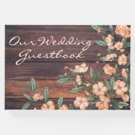 Livro De Visitas Casamento Rustic Dusty Green Orange Cherry Blossom