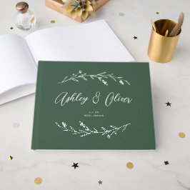 Livro De Visitas Casamento Rustic Elegant Dark Green