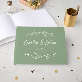 Livro De Visitas Casamento Rustic Elegant Sage Green Selvagens