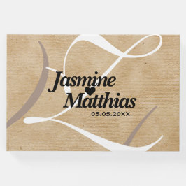 Livro De Visitas Casamento Rustic Elegant Vintage Monograma Burlap