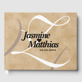 Livro De Visitas Casamento Rustic Elegant Vintage Monograma Burlap