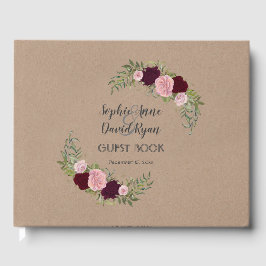 Livro De Visitas Casamento Rustic Marsala Floral Artesanato Paper