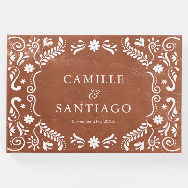 Livro De Visitas Casamento Rustic Mexicano Terracotta (Frente)
