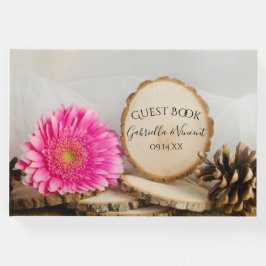 Livro De Visitas Casamento Rustic Pink Gerber Daisy Woodland