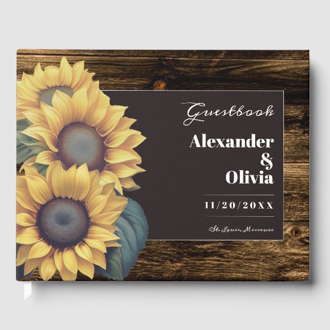 Livro De Visitas Casamento Rustic Sunflower (Frente)
