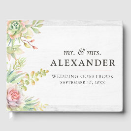 Livro De Visitas Casamento Rustic Watercolor Succulent Desert Cactu