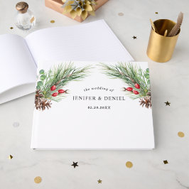Livro De Visitas Casamento Rustic Winter Berry Pine Greenery