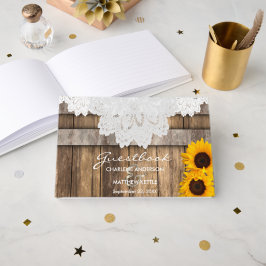 Livro De Visitas Casamento Rustic Wood & Lace - Guestbook