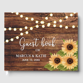 Livro De Visitas Casamento Rustic Woods e Sunflower
