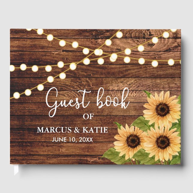 Livro De Visitas Casamento Rustic Woods e Sunflower (Frente)