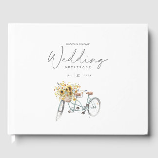Livro De Visitas Casamento Rústico de Girassol de Bicicleta de Tand