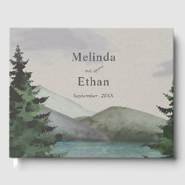Livro De Visitas Casamento Rústico de Montanha e Lago com Sempre-Vi