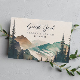 Livro De Visitas Casamento Rústico Floresta de Pinheiros Montanha A