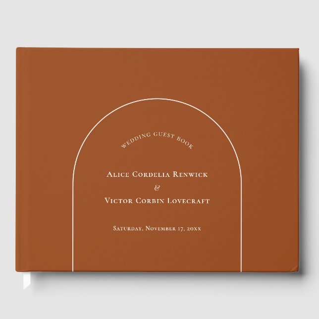 Livro De Visitas Casamento Simple Boho Arch Terracotta (Frente)