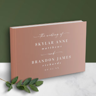 Livro De Visitas Casamento Simples Clay Terracotta & Blush Ombre