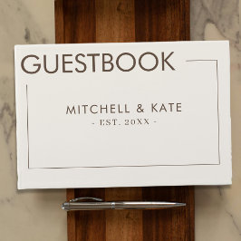 Livro De Visitas Casamento Simples da Fronteira Castanha Beige