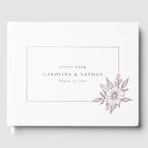 Livro De Visitas Casamento Simples de Mauve Floral