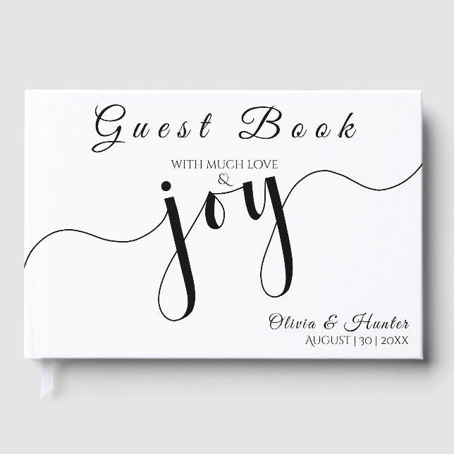 Livro De Visitas Casamento Simples, Letra de Forma, Preto e Branco (Frente)