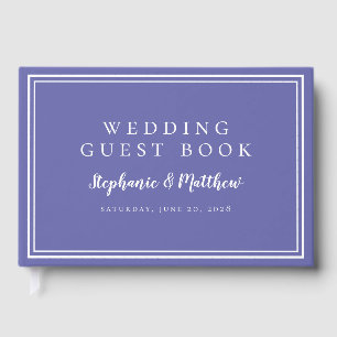 Livro De Visitas Casamento Simples Minimalista Azul Periwinkle Tend