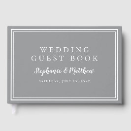 Livro De Visitas Casamento Simples Minimalista Chic Branco Cinza