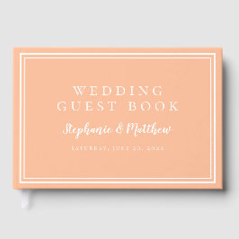 Livro De Visitas Casamento Simples Minimalista Moderno em Pêssego C