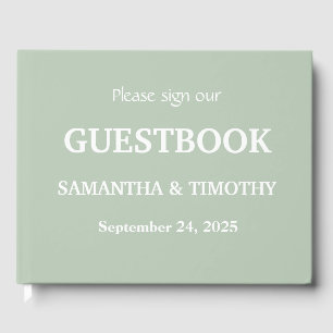 Livro De Visitas Casamento Simples Moderno e Minimalista Sage Green