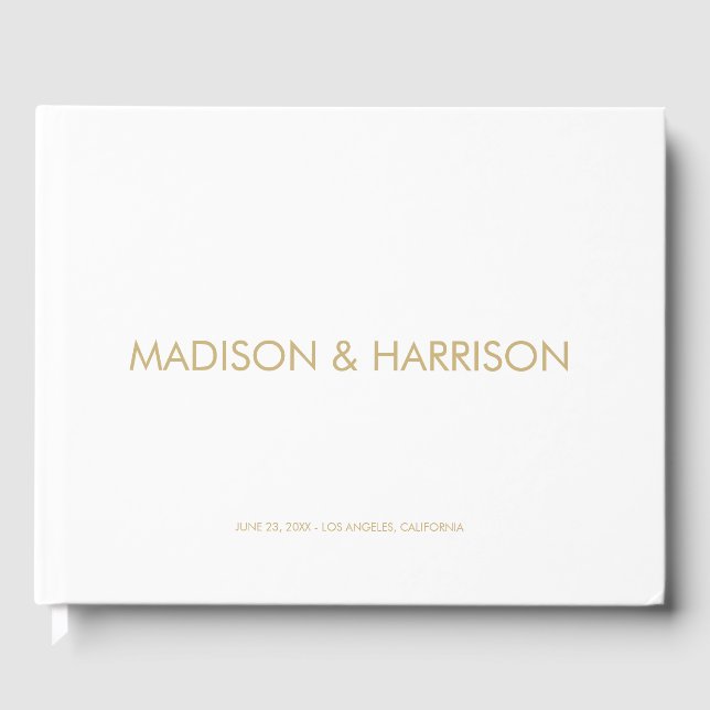 Livro De Visitas Casamento simples, personalizado, de ouro branco m (Frente)