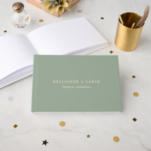 Livro De Visitas Casamento Simples Verde Salvia Moderno